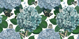 DIY Printed Splashback Blue Hydrangeas & Butterflies